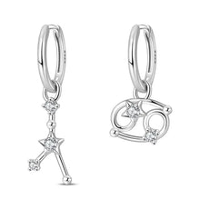 Nuevos pendientes de botón de plata de ley 925, serie de los doce signos del zodiaco con circonitas, joyería de boda para mujer, moda para chicas.