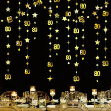 Gold 45th 40th 50th Happy Birthday Paper Banner Decoration Hanging Birthday Number Circle Twinkle Star Garland Streamer Backdrop