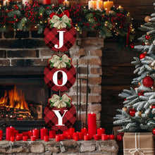 Christmas Pendant Plaid Christmas Wreaths JOY Signs Christmas Decorations for Home 2026 Xmas Front Door Garage Door Wall Decor