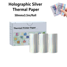 3PCS Holographic Laser Thermal Stickers Colorful Transparent Self-Adhesive Labels,Suitable for Mini Portable Printer, 57mm X 2.5