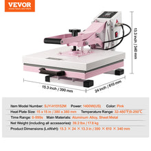 SucceBuy Heat Press 15 x 15 in Heat Press Machine Slide Out Heat Transfer Machine Fast Even Heating 2-Layer Insulation Cotton