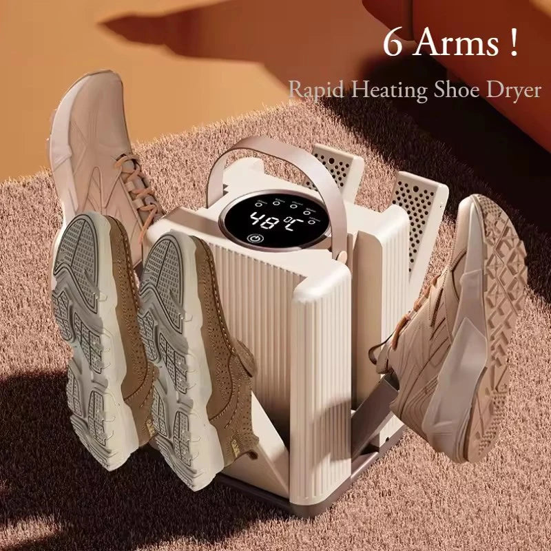 Secador de zapatos plegable de seis brazos ZaiXiao, secador eléctrico de zapatos y botas con control de tiempo, calentador de zapatos doméstico, calentador portátil para calcetines