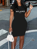 Vestido midi de verano tipo camiseta SEXY, vestido casual con estampado gráfico para mujer, manga corta, cuello redondo, corte holgado, primavera-verano