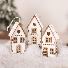 Wooden Log House Christmas Tree Ornaments, Set of 3 Printed Hanging Decorations - image 6