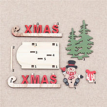 Christmas Decorations Wooden DIY Sleigh Skiing Cartoon Santa Desktop Ornament Children's Gift Small Gift