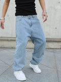 Vaqueros holgados para hombre de primavera y otoño, pantalones de mezclilla informales, rectos, extragrandes, de color sólido, moda urbana, estilo Y2k, de pierna ancha
