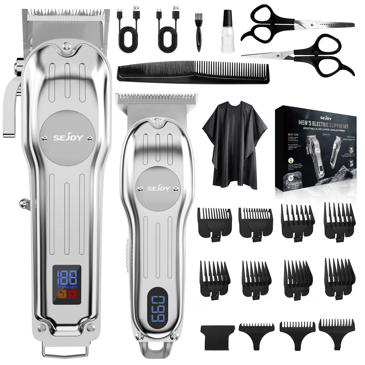 Cordless Hair Clipper and Trimmer Kit for Men with Titanium Blades, USB-C