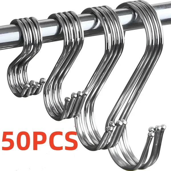 Ganchos en S de acero inoxidable con punta afilada para colgar utensilios, carne y ropa, para carnicería, cocina y herramientas de repostería