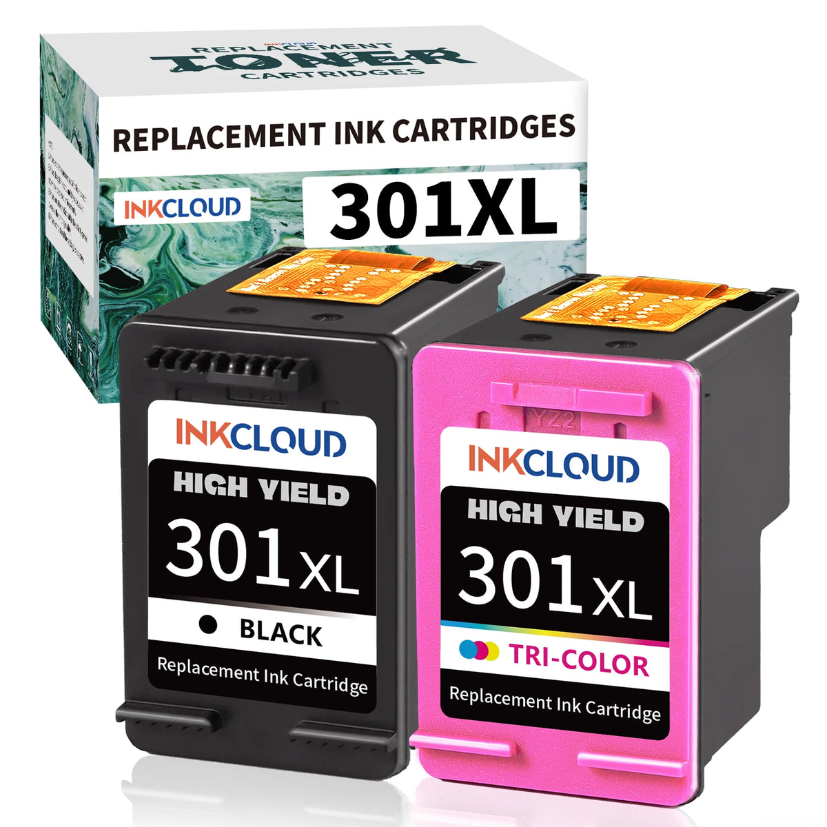 INKCLOUD 301XL Ink Cartridges Replacement for HP 301 for Envy  4500 4502 5530 DeskJet 1000 1050 2050 2510 OfficeJet 2620 4630