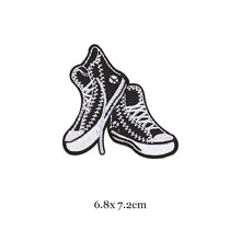 1pc Black White Biker Patches for Clothes Iron on Clothing Letter Appliques Skull Star Stripes Embroidered Sticker Round Badge