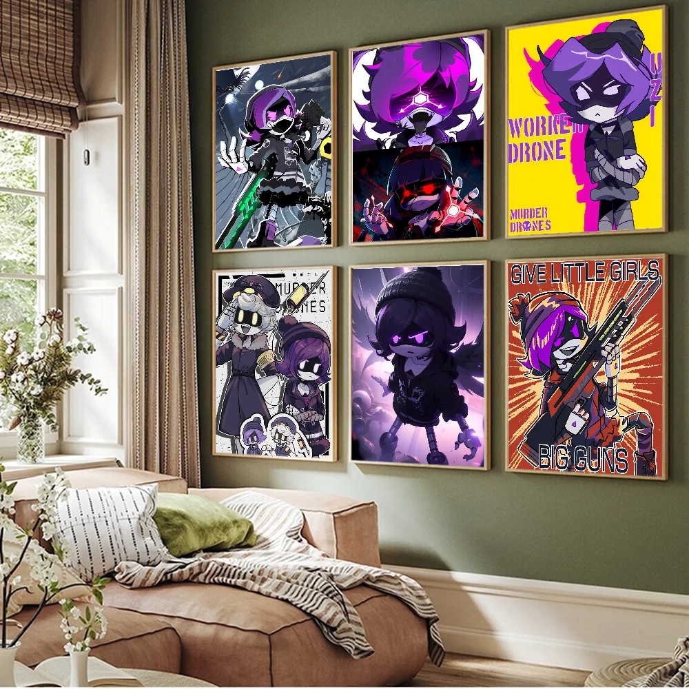 Retro Animation Wall Poster, Waterproof Adhesive Print for Home Room Decor