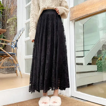 2024 New Spring Summer Women Long Skirt Fairy Palace Style Custom Lace Oversize Pendulum Mid-length Female Skirts