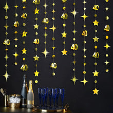 Gold 45th 40th 50th Happy Birthday Paper Banner Decoration Hanging Birthday Number Circle Twinkle Star Garland Streamer Backdrop