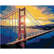 GATYZTORY 40x50cm Framed Painting By Numbers Handpainted City Bridge Landscape Paint By Number Acrylic Draw Canvas Crafts
