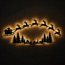 Christmas Wall Decor LED Light Up Santa Sleigh Reindeer Pine Tree Hollow Cutout Hanging Door Frame Home Holiday Party Decoration