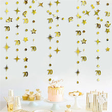 Gold 45th 40th 50th Happy Birthday Paper Banner Decoration Hanging Birthday Number Circle Twinkle Star Garland Streamer Backdrop