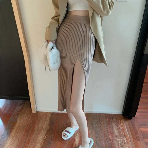 Elegante falda sexy de punto para mujer, entallada y favorecedora, falda de cintura alta con estilo.