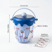 WORTHBUY Double Wall Salad Cup Portable Leak Proof Oat Container With Fork&Handle Drain Fruit Cup Cute Breakfast Cup For Student
