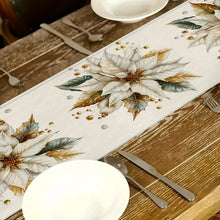 1 Piece of Retro Gold Leaf Floral Table Runner, Light Background Painted with Beige Flowers, Golden Brown Leaves and Decorative Fruits, Suitable for Retro Restaurants, Art Tea Parties, Classy B&Bs, Holiday Parties, Home Soft