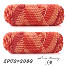 2 PCs Colorful 5-strand Dyed Milk Cotton Baby Sweater Yarn Self Woven Scarf Medium Thick Handmade DIY Woven Crochet Material Bag