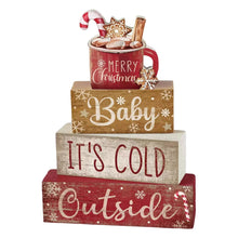 Christmas Tiered Tray Decor Creative Wooden Festive Text Stacked Block Ornaments for Party Home Festival