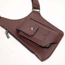 NEW Men's Tactical Vest Bag, High-quality PU Leather, Retro Scratch-resistant Chest Bag, Mobile Phone Bag, Men's Messenger Bag.