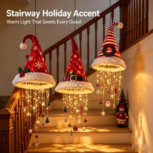 Christmas Santa Hat LED Hanging Light Warm Glowing Chandelier String Lights Xmas Ornament Home Stairway Holiday Party Decor