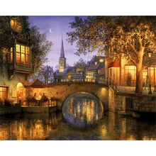 GATYZTORY 40x50cm Framed Painting By Numbers Handpainted City Bridge Landscape Paint By Number Acrylic Draw Canvas Crafts