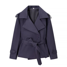 Aliexpress's Best-selling Cross-border European and American Style Women's Solid-color Belted Short Jacket Trench Coat Fashion