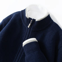 Cárdigan de punto grueso con cremallera y cuello alto para hombre, 100% lana merino, novedad de otoño e invierno, suéter tipo suéter de cachemir