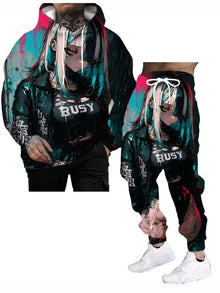 Japanese Anime 3d Print Hoodie 2pcs set Men Women Fashion Sexy Samurai Tracksuit Casual Autumn Clothes Y2k Hoodie jogging Set