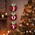 Christmas Pendant Plaid Christmas Wreaths JOY Signs Christmas Decorations for Home 2026 Xmas Front Door Garage Door Wall Decor