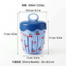 WORTHBUY Double Wall Salad Cup Portable Leak Proof Oat Container With Fork&Handle Drain Fruit Cup Cute Breakfast Cup For Student
