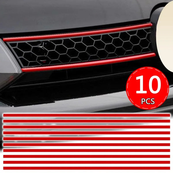 Adhesivo reflectante para capó delantero de coche, moldura de rejilla, tira decorativa roja, pegatina reflectante impermeable para exterior de coche