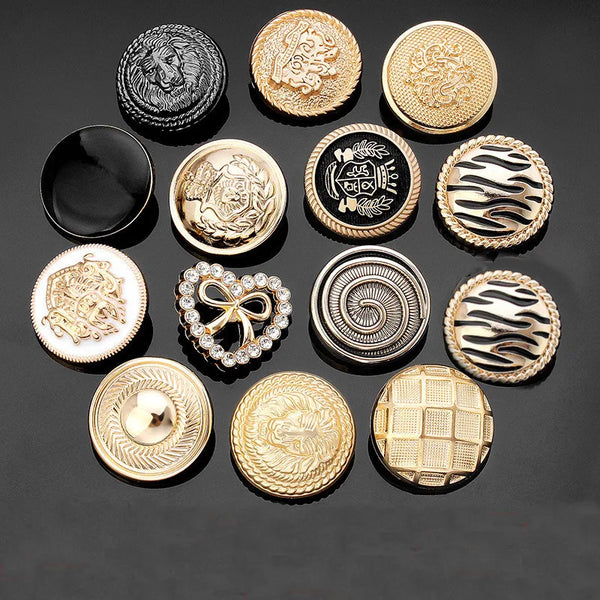 10pcs Vintage Metal Buttons High-end Suit Trench Coat Vintage Golden Round Coat Decorative Button Accessories
