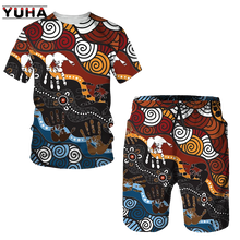 YUHA,Newest African Print Women's/Men's T-shirts Sets Africa Dashiki Men’s Tracksuit/Vintage Tops Sport And Leisure Summer Male