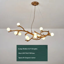 Modern Nordic Retro LED Chandelier For Living Bedroom Tree Branch Art Ceiling Pendant Lights Brown Antique Hanging Lamp Decor Li