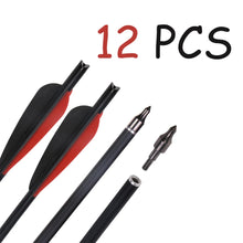 6/12PCS 20 Inch Crossbow Arrow Black Crescent Nock Mixed Carbon Arrows Outdoor Hunting Games for 250LB Crossbow