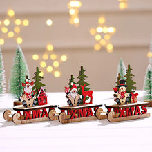 Christmas Decorations Wooden DIY Sleigh Skiing Cartoon Santa Desktop Ornament Children's Gift Small Gift