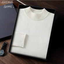 Animal Game Autumn Mens Cold Blouse Basic Solid Pullover Sweaters Mock Neck Woolen Knitwear Oversized Outdoor Warm Work Sweater