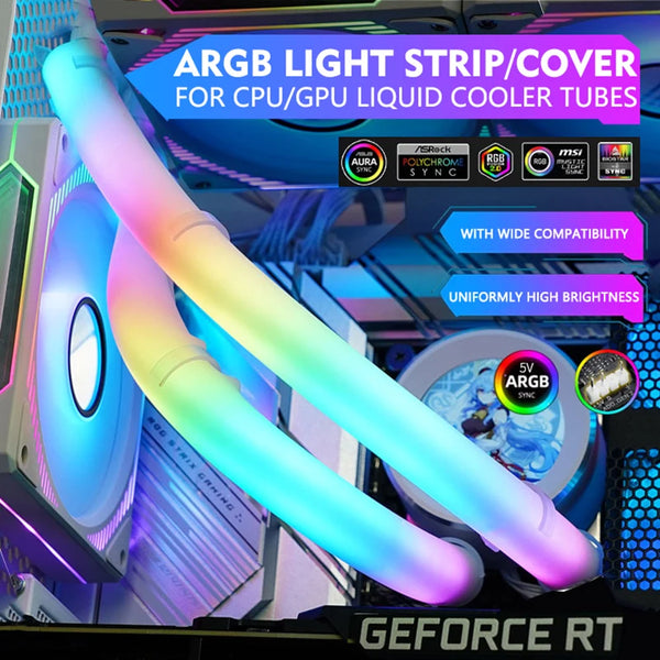 Funda de cubierta para tira de luz LED de neón ARGB de 5V flexible JUMPEAK para refrigeración líquida de CPU AIO 120 240 360 y modding de PC gaming