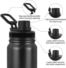 Botella de agua deportiva de acero inoxidable UPORS, termo portátil con aislamiento al vacío de doble pared, gran capacidad de 600 ml/800 ml