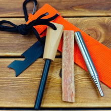 Magnesium Rod Blowtorch Set, Flint Pine and Transparent Ribbon Bag, Survival Kit, Portable Stainless Steel Telescopic Blowtorch