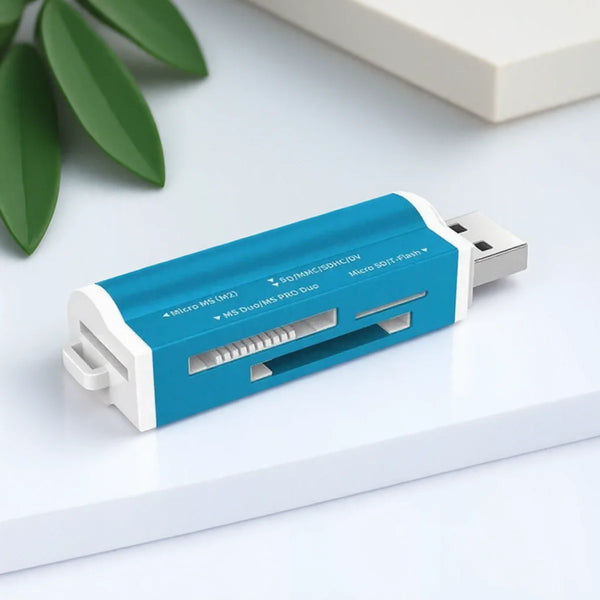 Lector de tarjetas USB 2.0 de alta velocidad para Micro SD, SDHC, TF, MMC, MS PRO DUO, M2, Memory Stick, adaptador multiranura "todo en uno" para PC y portátil