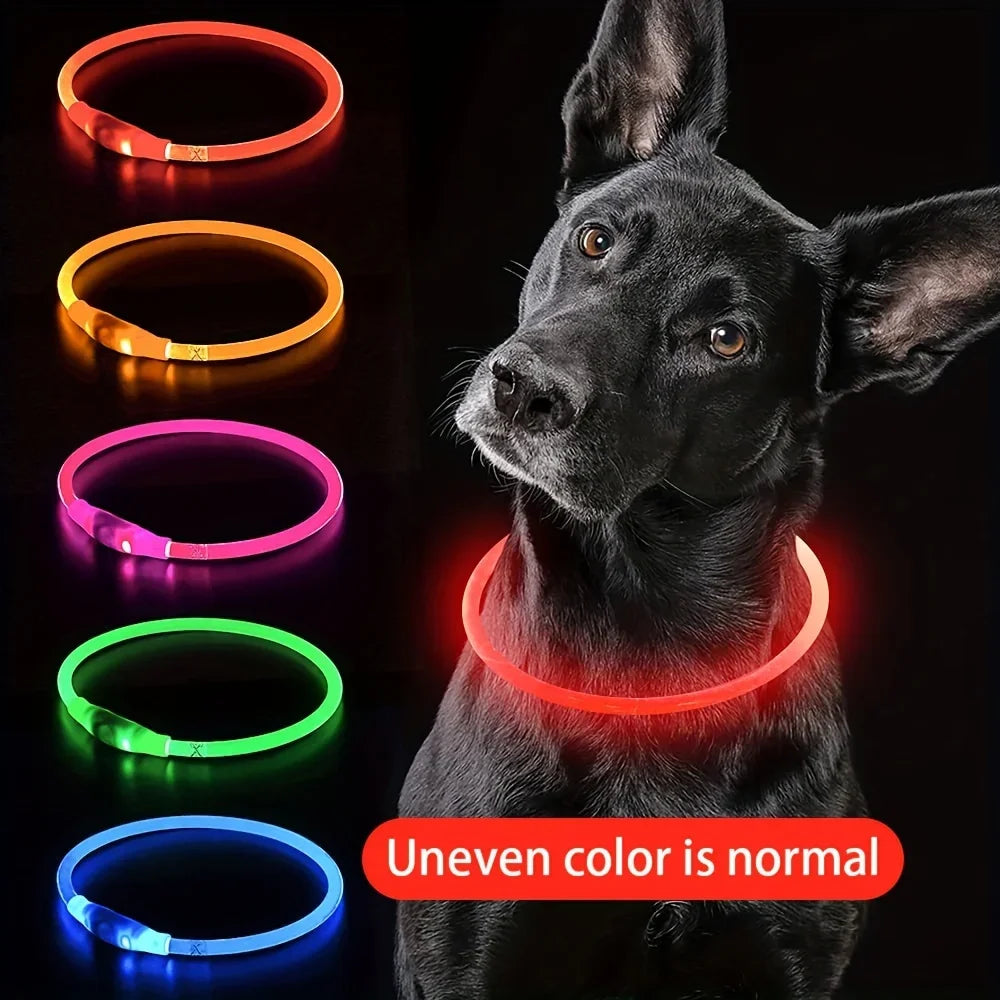 Pet Dog LED Light Collar Luminous Anti-Lost Dog Collar USB Rechargeable Dog Necklace Collar
