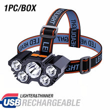 5LED Strong Light Headlamp Rechargeable Waterproof Outdoor Fishing Long Range Headlamp