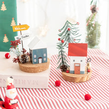 Christmas Collectible Buildings & Accessorie Figurine Ornaments Winter Wooden House Tabletop Scenes Holiday Tabletop Home Decor
