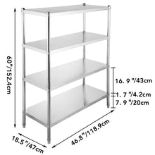 SucceBuy 4-Tier Stainless Steel Commercial Storage Rack Shelf for Kitchen Warehouse Garage Storing Kitchenware