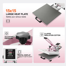 SucceBuy Heat Press 15 x 15 in Heat Press Machine Slide Out Heat Transfer Machine Fast Even Heating 2-Layer Insulation Cotton