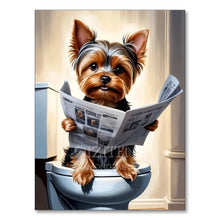 Dog Diamond Painting Cat Toilet Cartoon Diamond Mosaic Animal Full Round/Square Drill Embroidery Funny Bathroom Wall Decor Art
